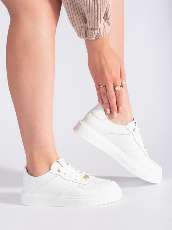 White Women's Leather Sports Shoes