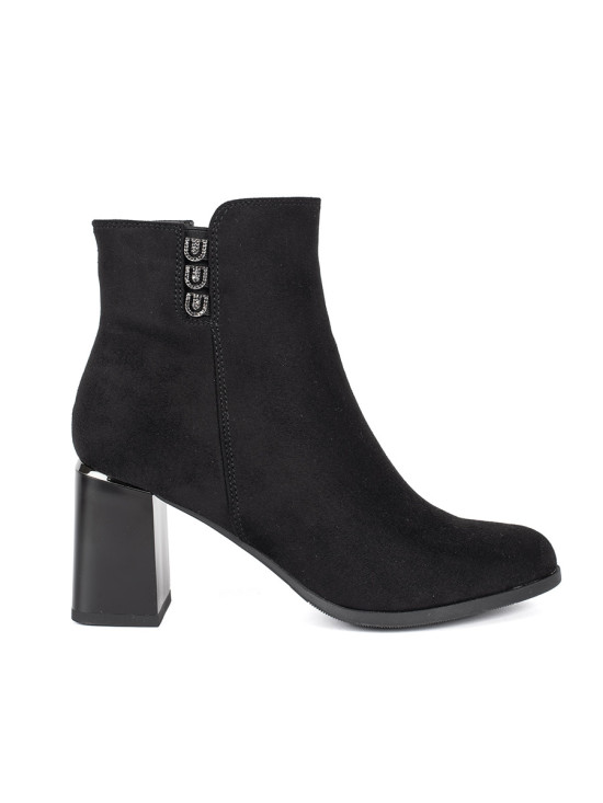 Black Suede Ankle Boots with Block Heel