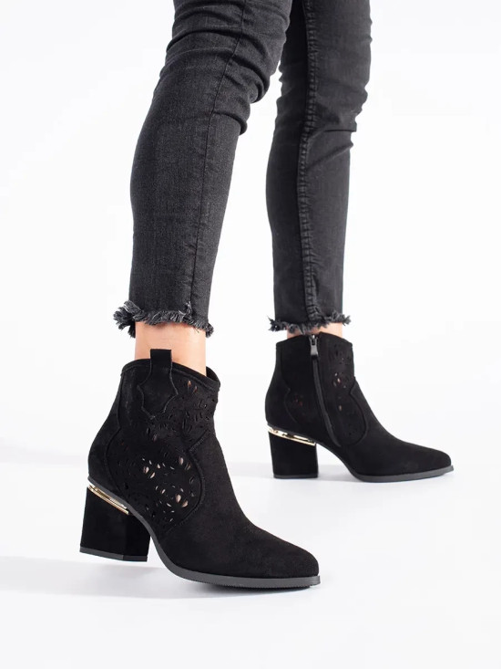 Black Perforated Ankle Boots