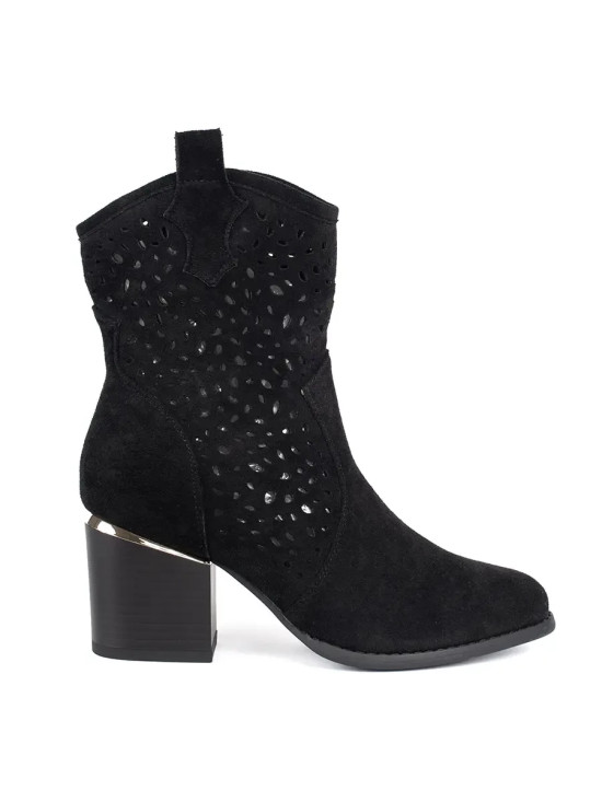 Black Ajour Ankle Boots with Block Heel
