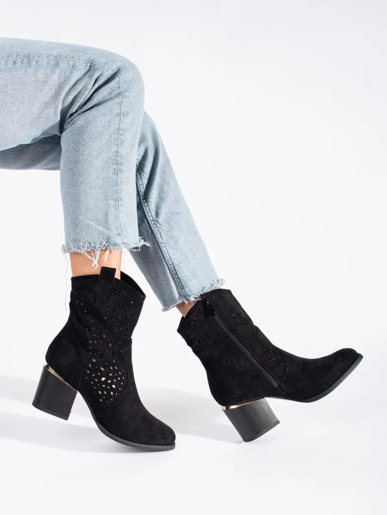 Black Ajour Ankle Boots with Block Heel