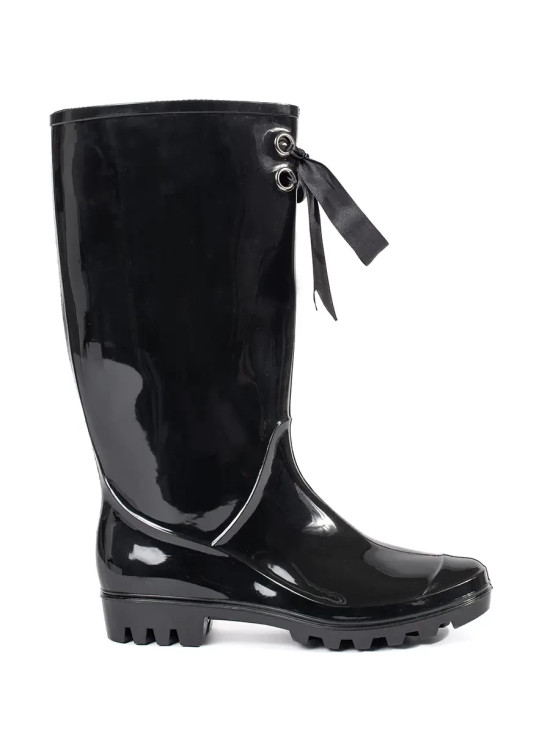 Black Patent High Wellies
