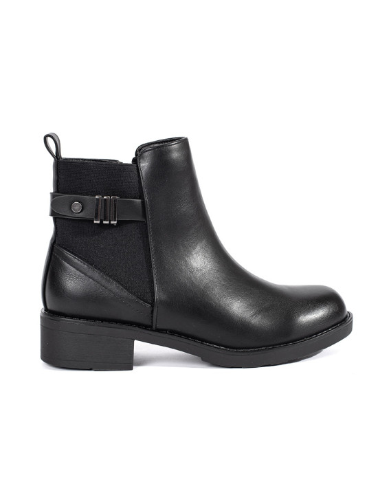 Black Women's Ankle Boots with Low Heel