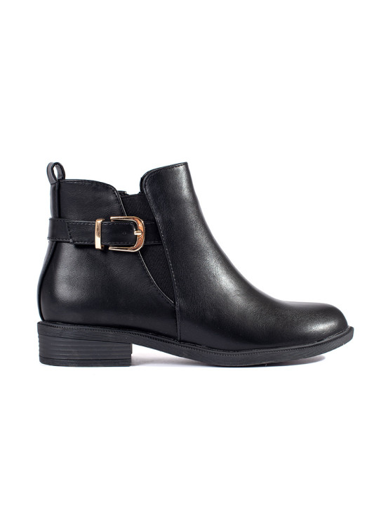 Black Women's Ankle Boots with Golden Details