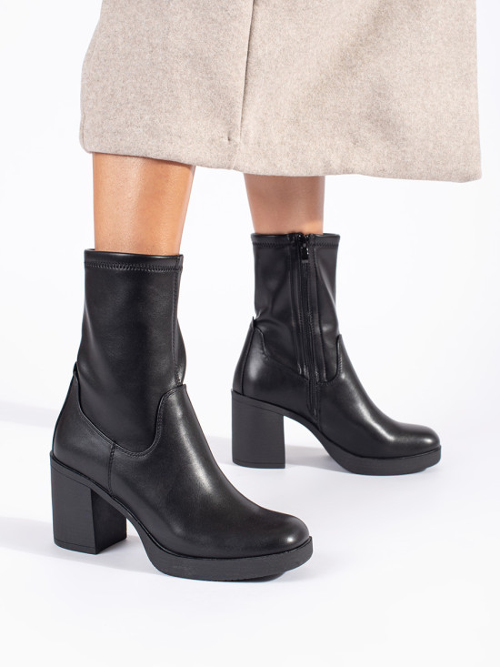Black Ankle Boots on Heel by Sergio Leone