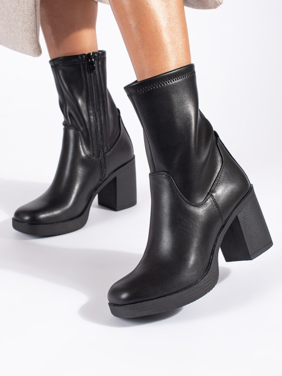 Black Ankle Boots on Heel by Sergio Leone