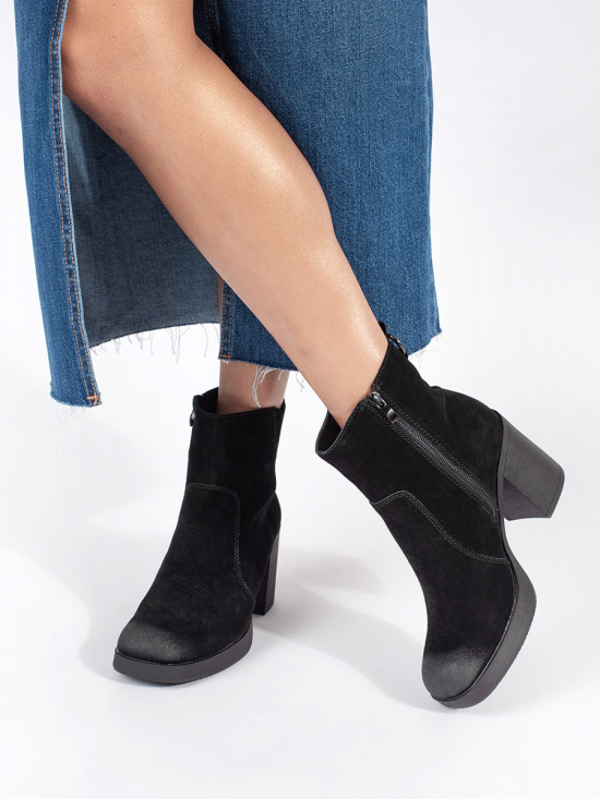 Black Leather Ankle Boots with Heel Sergio Leone