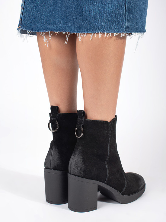 Black Leather Ankle Boots with Heel Sergio Leone