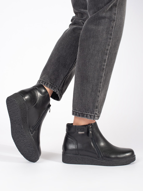 Black Leather Comfortable Insulated Ankle Boots Sergio Leone