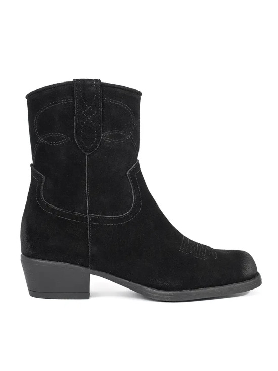 Black Leather Cowboy Ankle Boots Sergio Leone