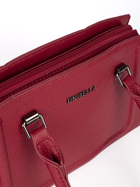 Red Classic Women's Handbag with Detachable Strap