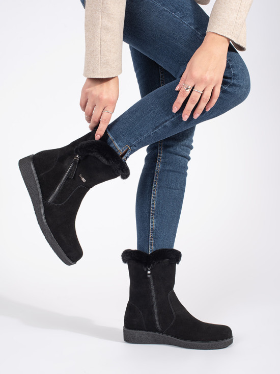 Insulated Black Ankle Boots Sergio Leone in Nubuck Leather