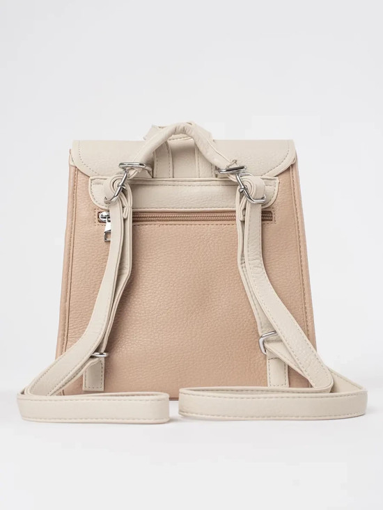 Beige Women's Backpack with Flap