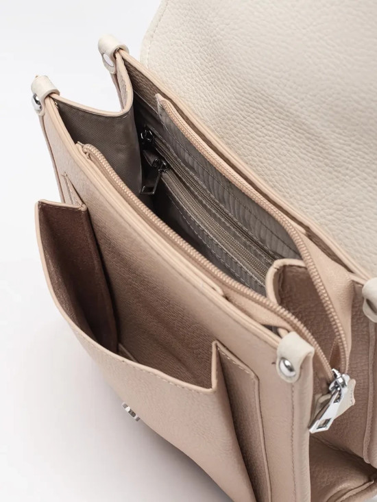 Beige Women's Backpack with Flap