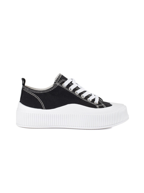 Black and White Sneakers with Thick Sole