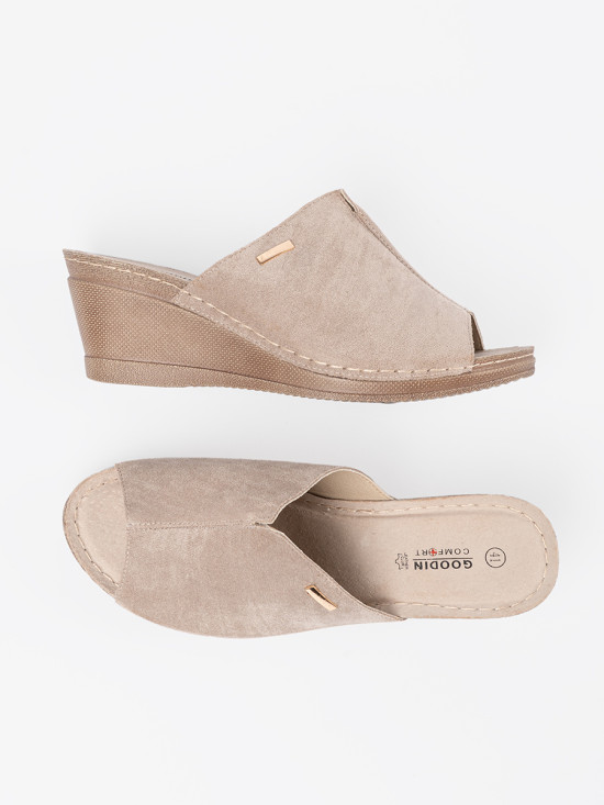 Beige Women's Platform Slippers