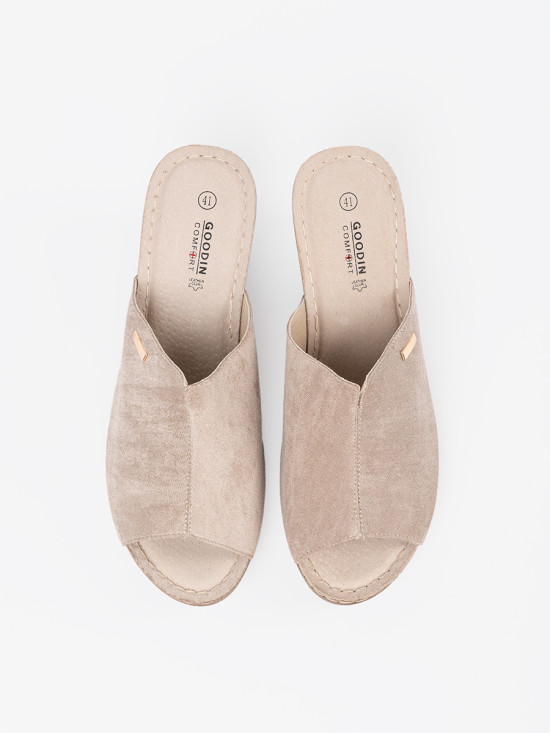 Beige Women's Platform Slippers
