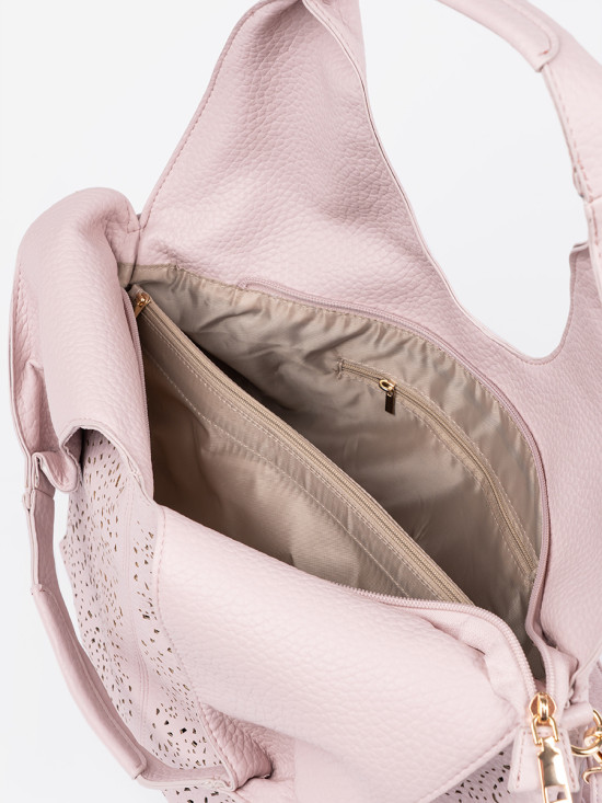 Pink Perforated Shoulder Bag