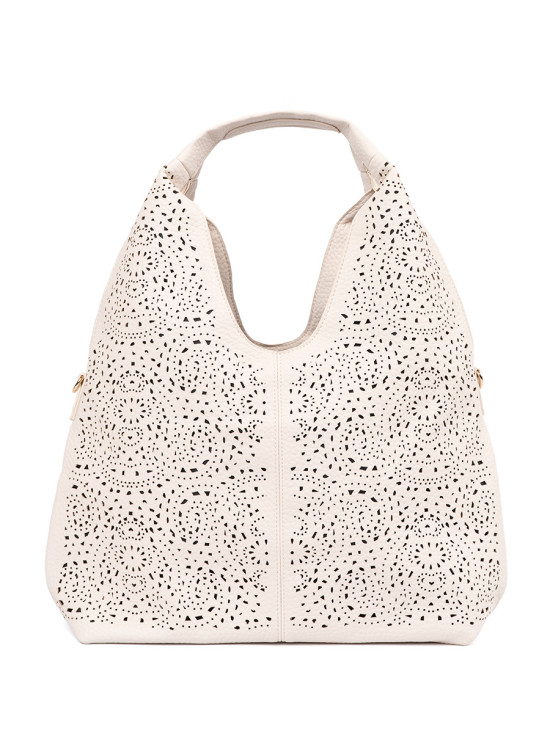 Light Beige Perforated Shoulder Bag