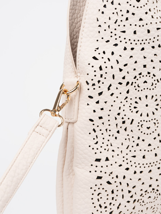 Light Beige Perforated Shoulder Bag