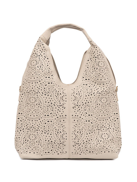 Beige Perforated Shoulder Bag