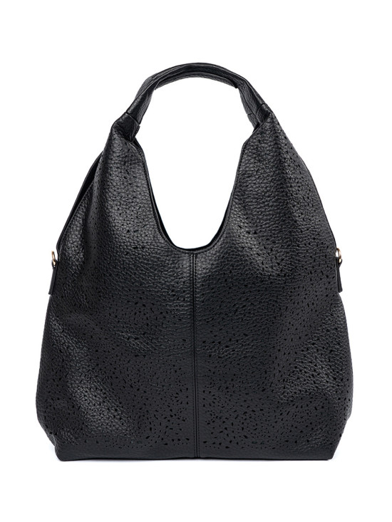 Black Perforated Shoulder Bag