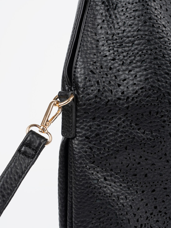Black Perforated Shoulder Bag