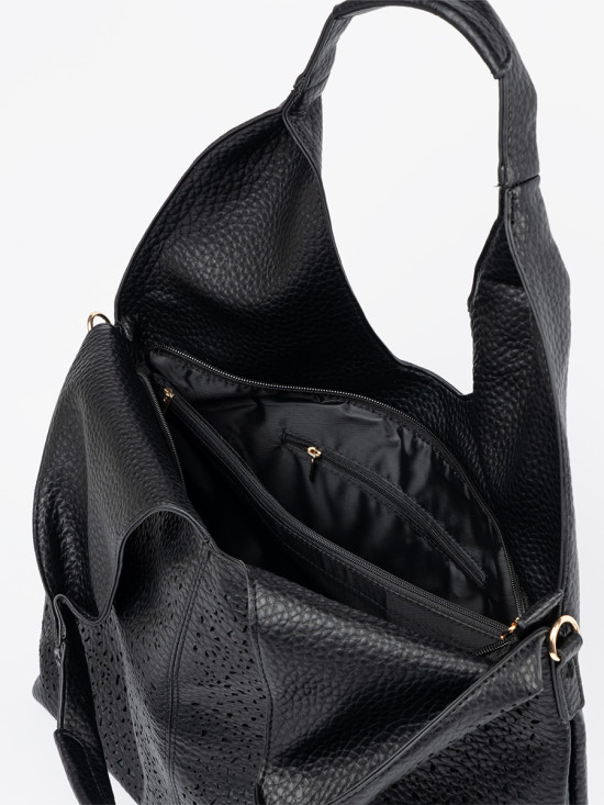 Black Perforated Shoulder Bag