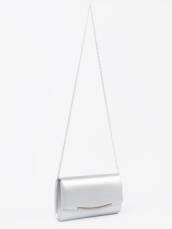 Silver Clutch with Chain