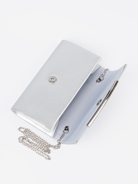 Silver Clutch with Chain