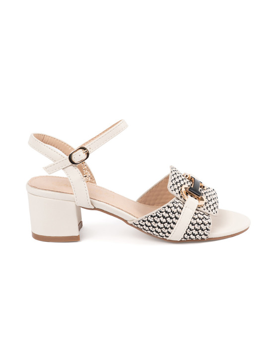 White Women's Sandals on Medium Heel