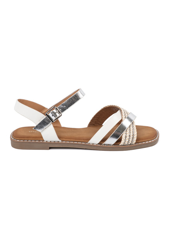 White Flat Sandals by Sergio Leone