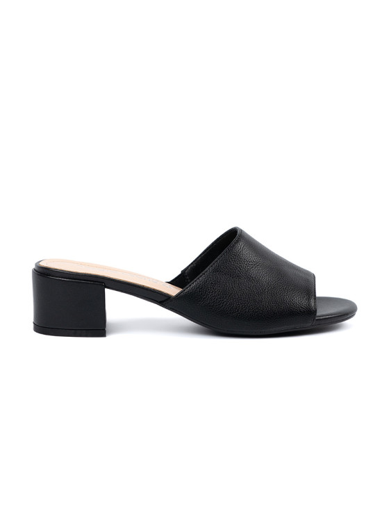 Black Women's Slip-On Sandals with Low Heel