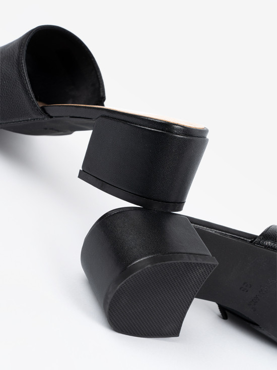 Black Women's Slip-On Sandals with Low Heel