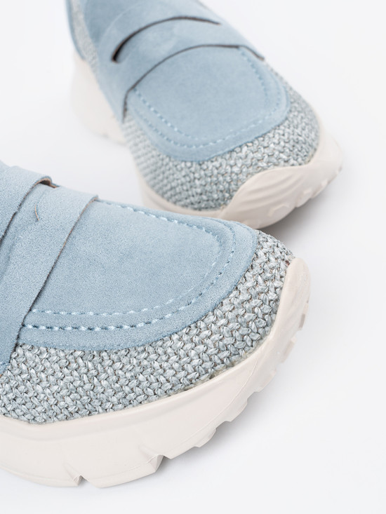 Blue Casual Shoes with Thick Sole