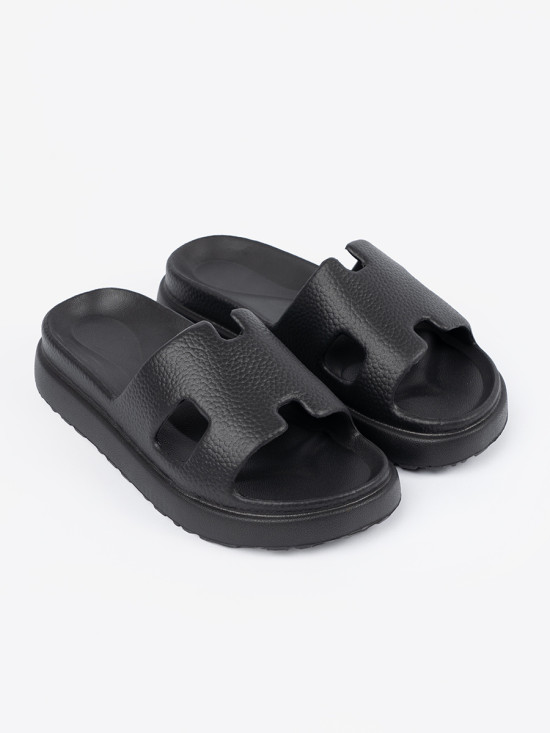 Black Platform Slippers