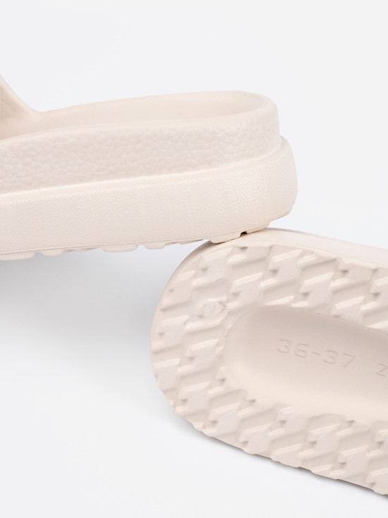 Light Beige Platform Slippers