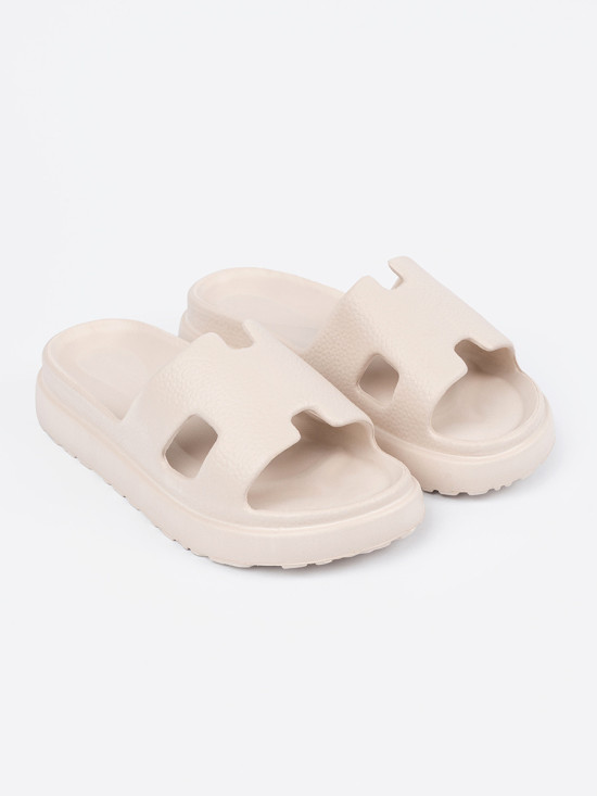 Light Beige Platform Slippers