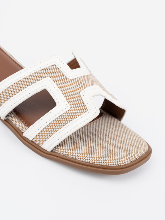 White Flat Sole Slippers