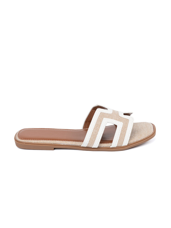 White Flat Sole Slippers