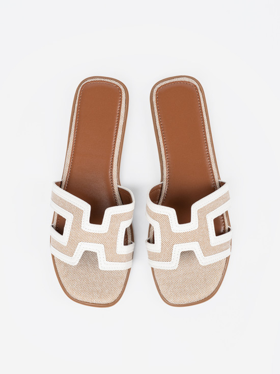 White Flat Sole Slippers