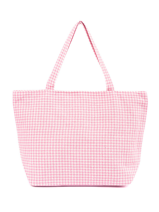 Pink Checkered Beach Bag