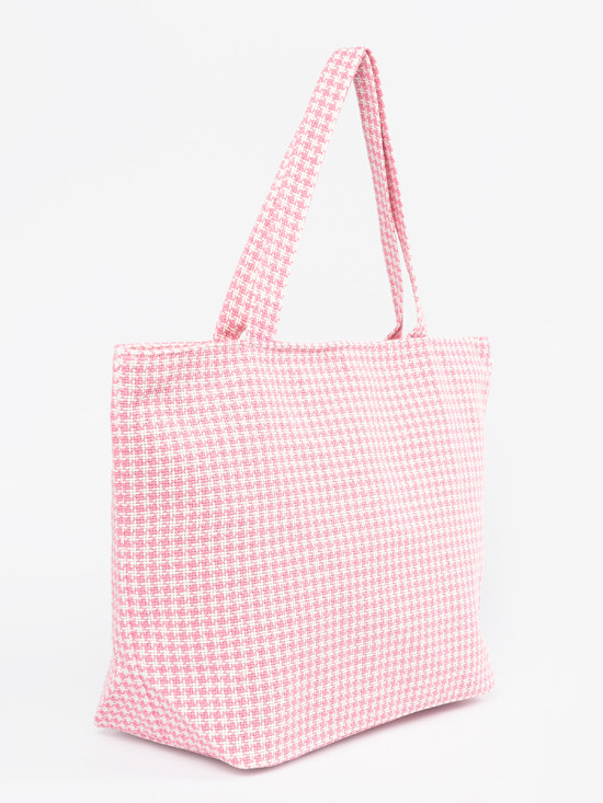 Pink Checkered Beach Bag