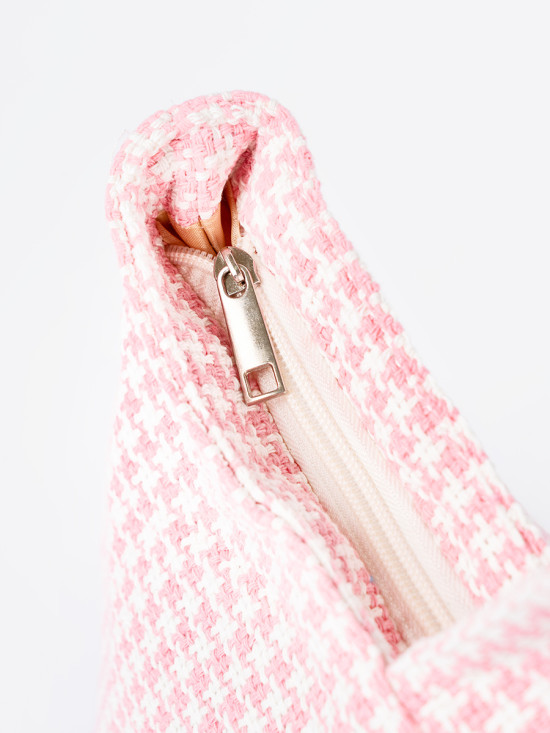 Pink Checkered Beach Bag