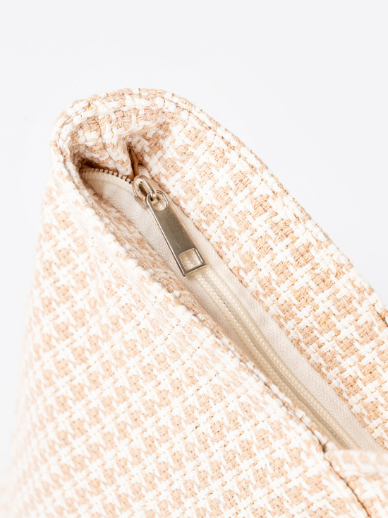 Beige Checkered Beach Bag