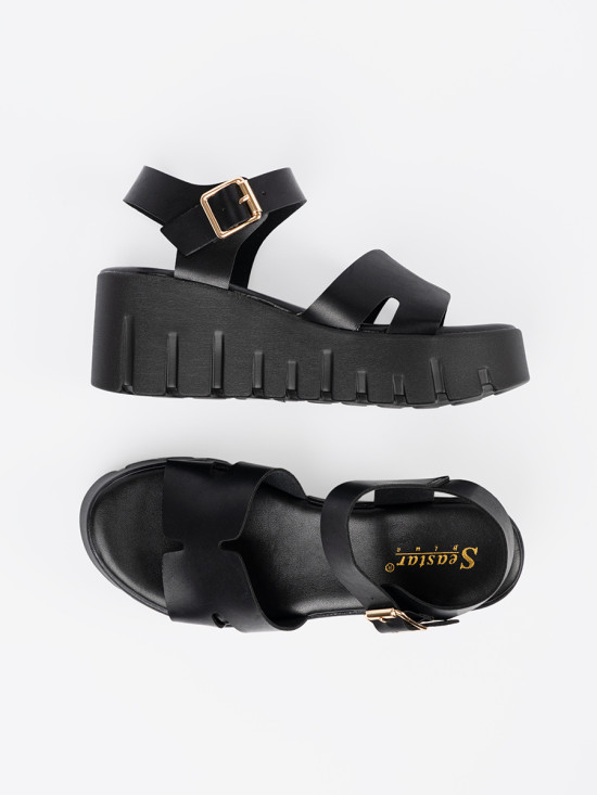 Black High Platform Sandals