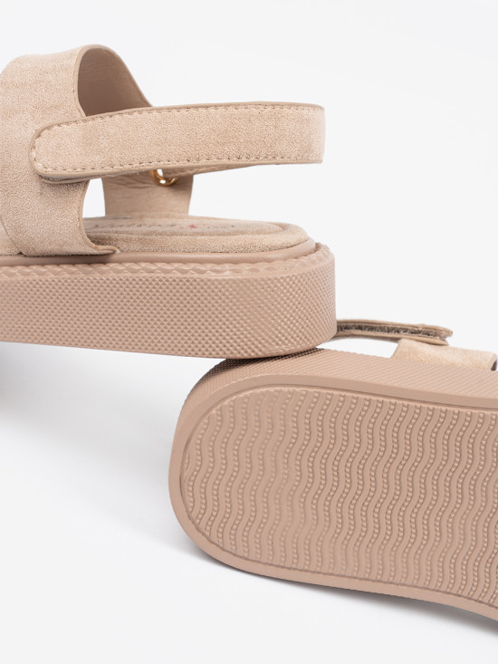 Beige Platform Sandals with Cutouts
