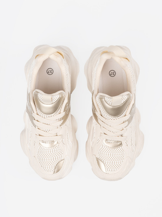 Light Beige Sneakers with Thick Sole