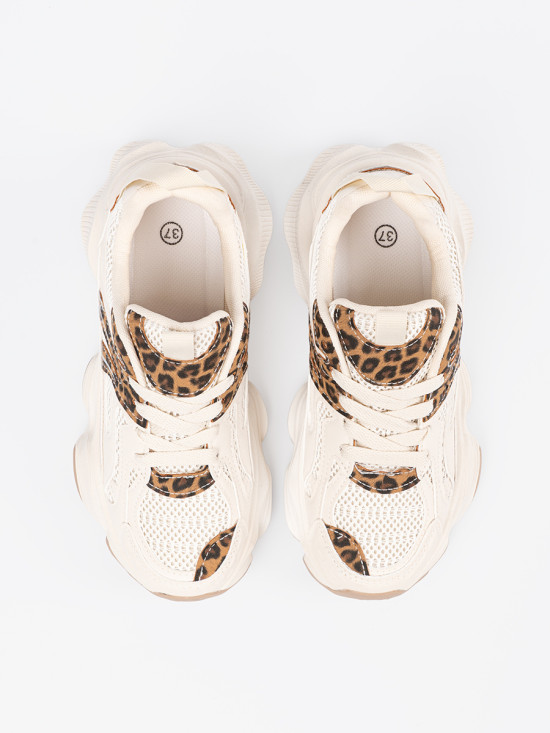 Sneakers with Thick Sole in Leopard Print