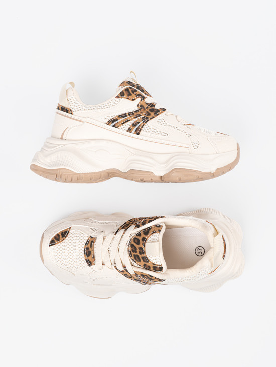 Sneakers with Thick Sole in Leopard Print